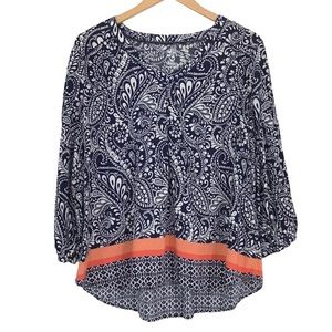 St John’s Bay XL Blouse Paisley Bohemian Print